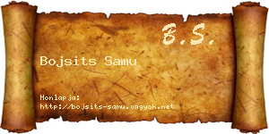 Bojsits Samu névjegykártya